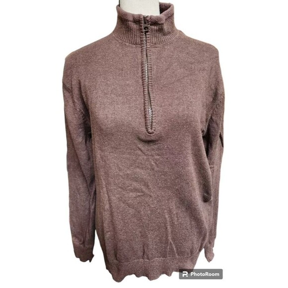 Woolrich Mens Sweater Size Small Brown 1/4 Zip - Picture 2 of 9